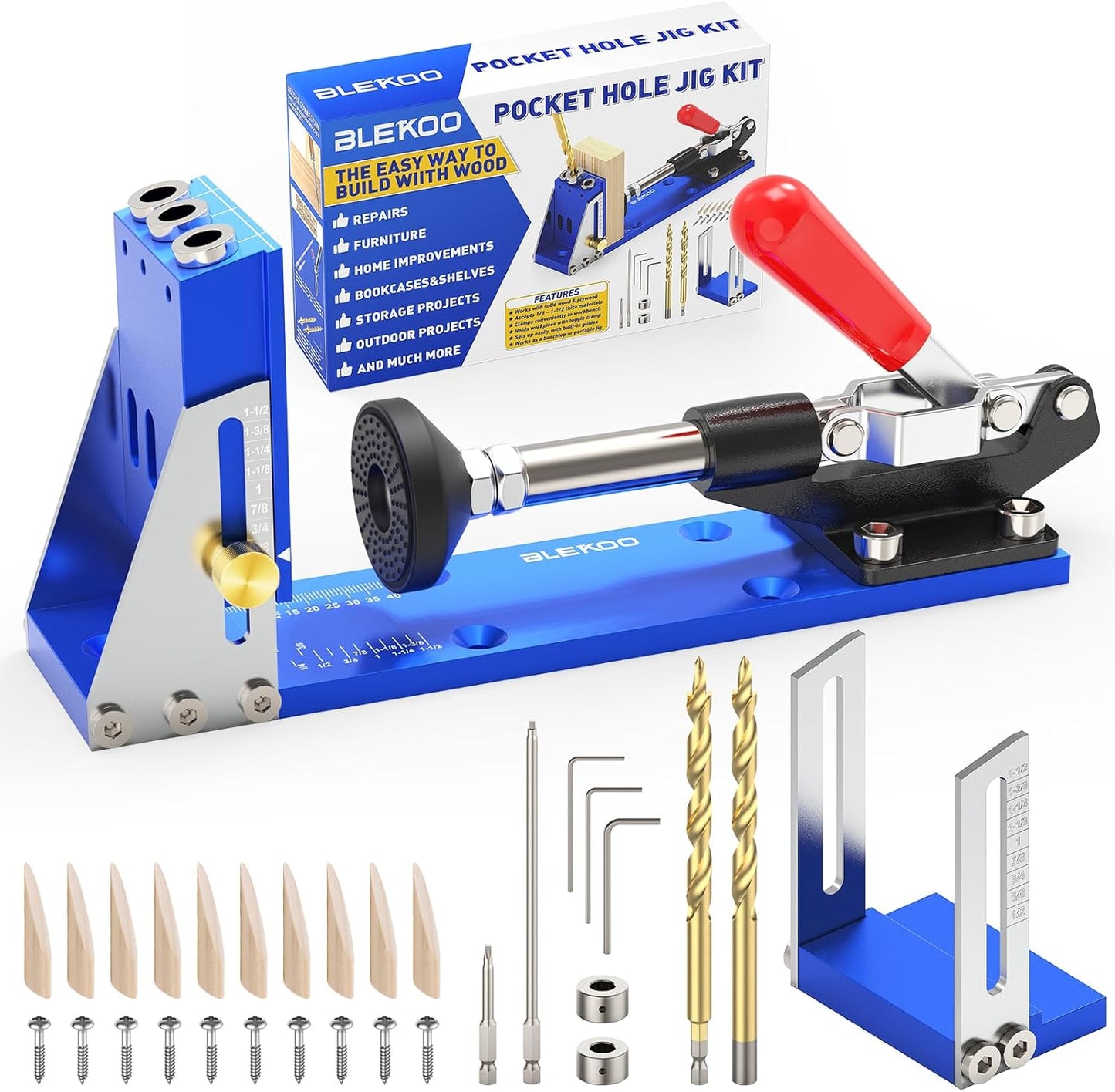 Upgraded Pocket Hole Jig Tool Kit for Precision Woodworking
