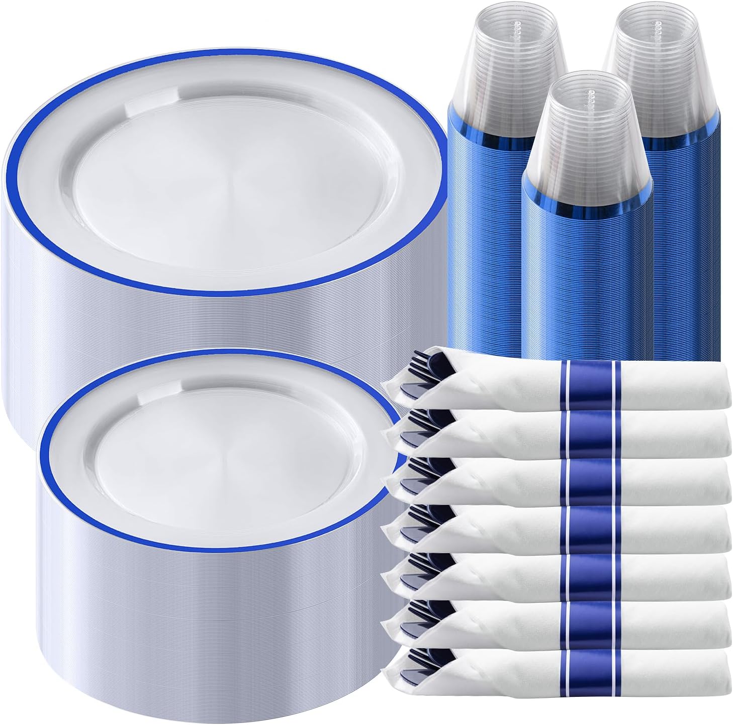 Goodluck 350 Piece Dark Blue Plastic Dinnerware Set