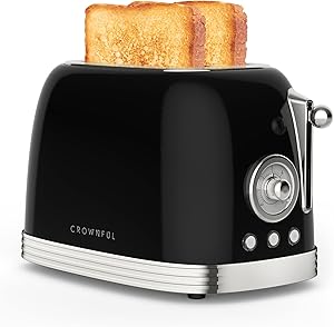 CROWNFUL 2-Slice Toaster with Extra Wide Slots and Retro Design