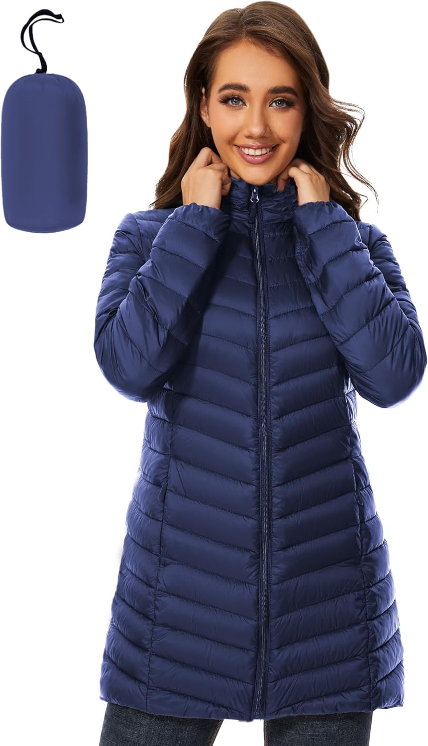 Women Puffer Jacket Hooded Lightweight Packable Quilted Coat