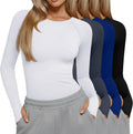 Women's Seamless Long Sleeve Workout Shirt 4-Pack - Slim Fit Yoga Tee