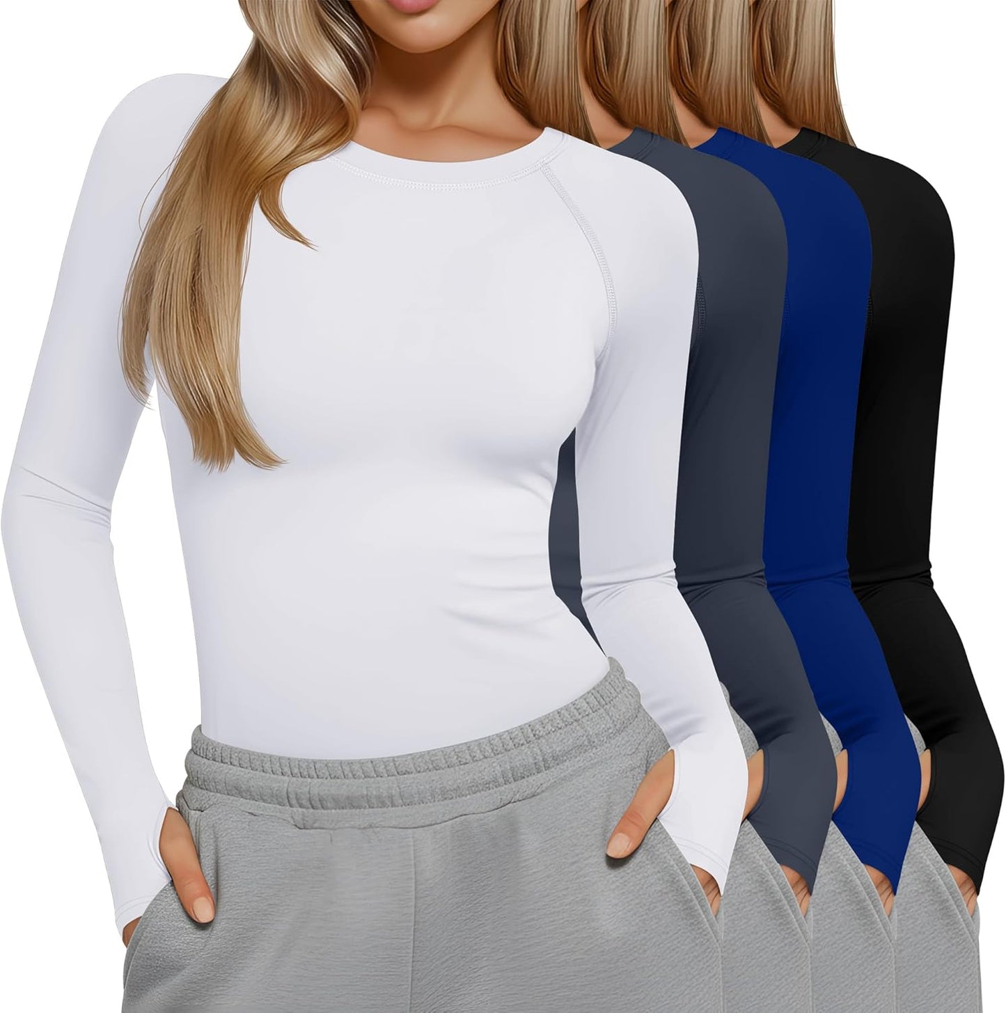 4 Pack Women's Seamless Workout Shirts for Yoga and Running