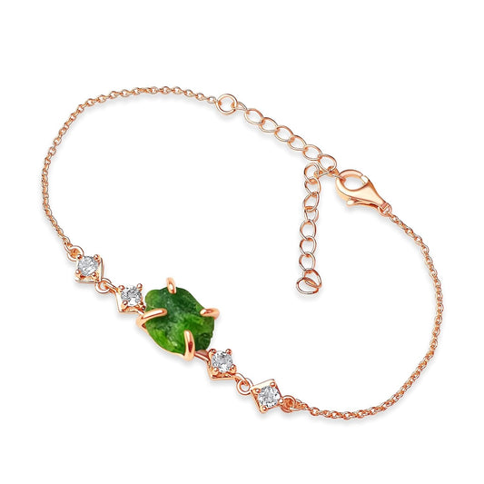 Raw Green Tourmaline Crystal Chain Bracelet for Unique Gifts