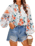 ZESICA Women's Floral Print Blouse 2025 - Boho Oversized Long Sleeve