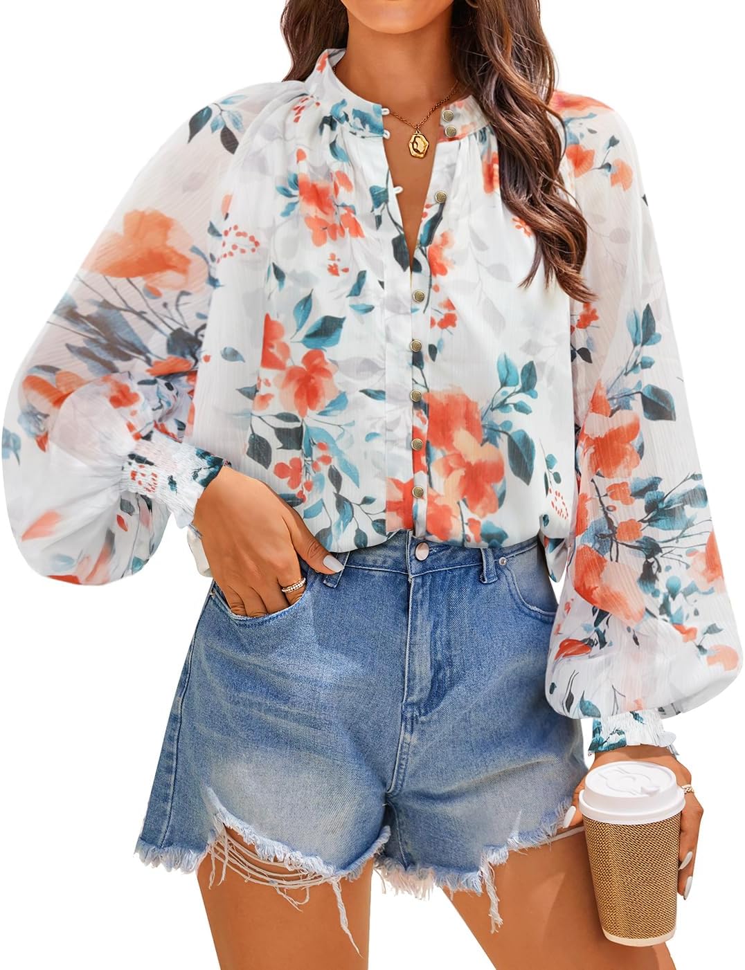 Stylish Floral Print Blouse for Women - Perfect Fall Top