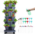 Vertical Planter 6 Tier Stackable Strawberry Planter - Compact Mobile