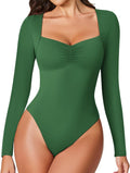Women's Sweetheart Neckline Long Sleeve Bodysuit - Slim Fit Tops