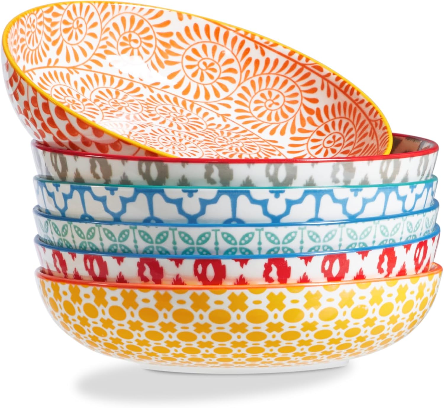 Colorful Pasta Bowls Set of 6 - Stylish and Functional Dinnerware