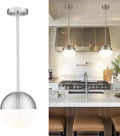 LMS Brushed Nickel Pendant Lights Kitchen Island - Modern Globe