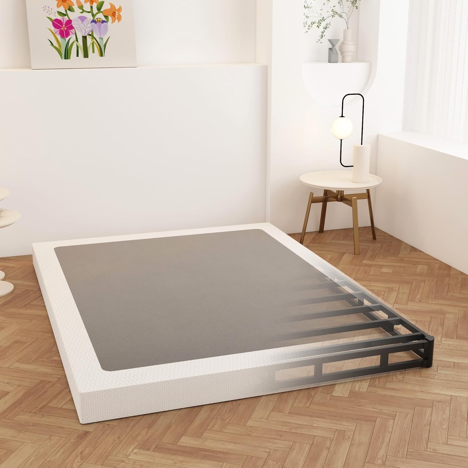 Box Spring Full Size Bed Base - Heavy Duty Metal Foundation