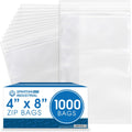 4 X 8 Clear Reclosable Zip Plastic Poly Bags - 1000 Count