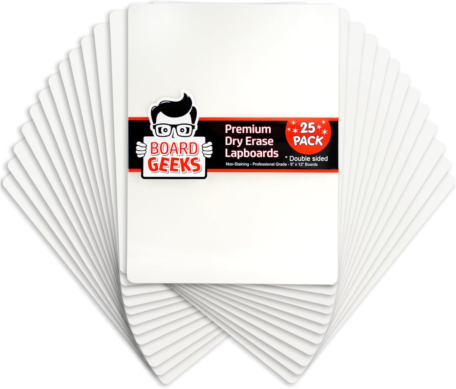 25 Pack Small White Boards for Students - Double Sided Dry Erase