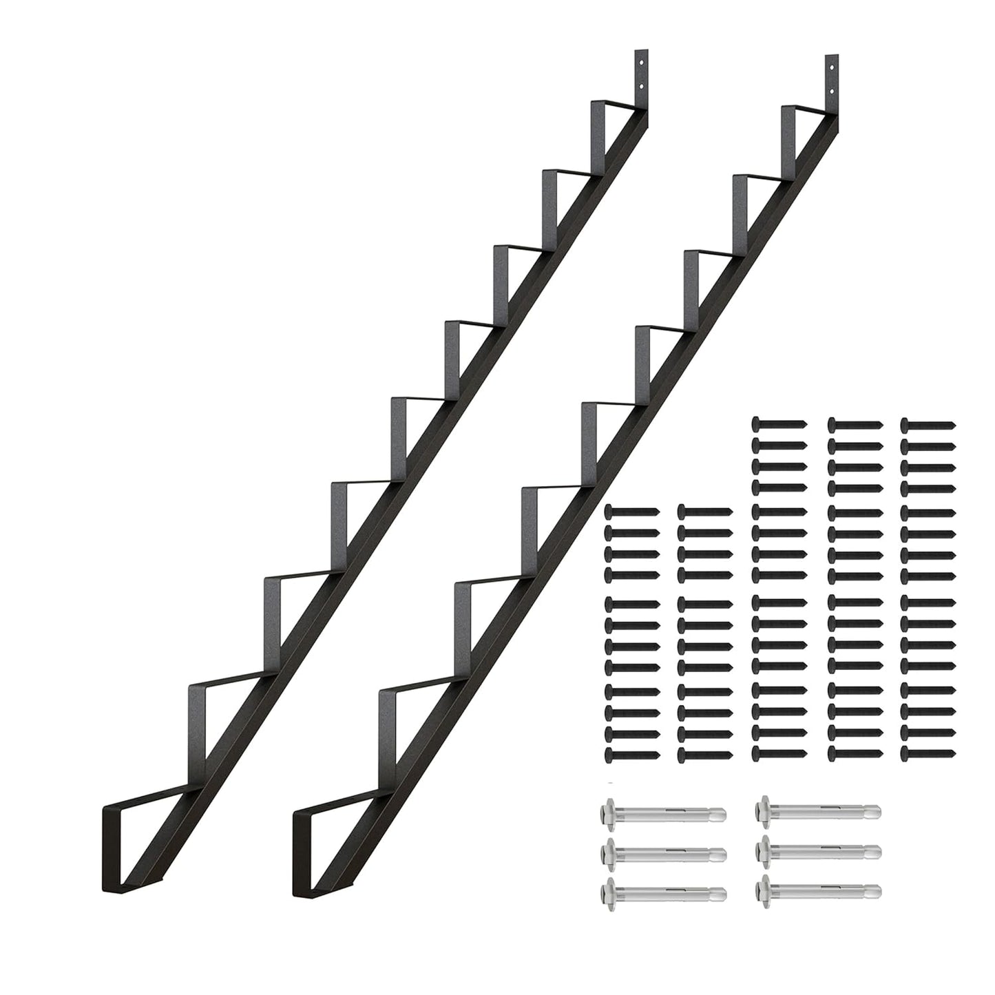DIYHD Outdoor Steel Stair Riser for 9 Steps with 500lbs Capacity