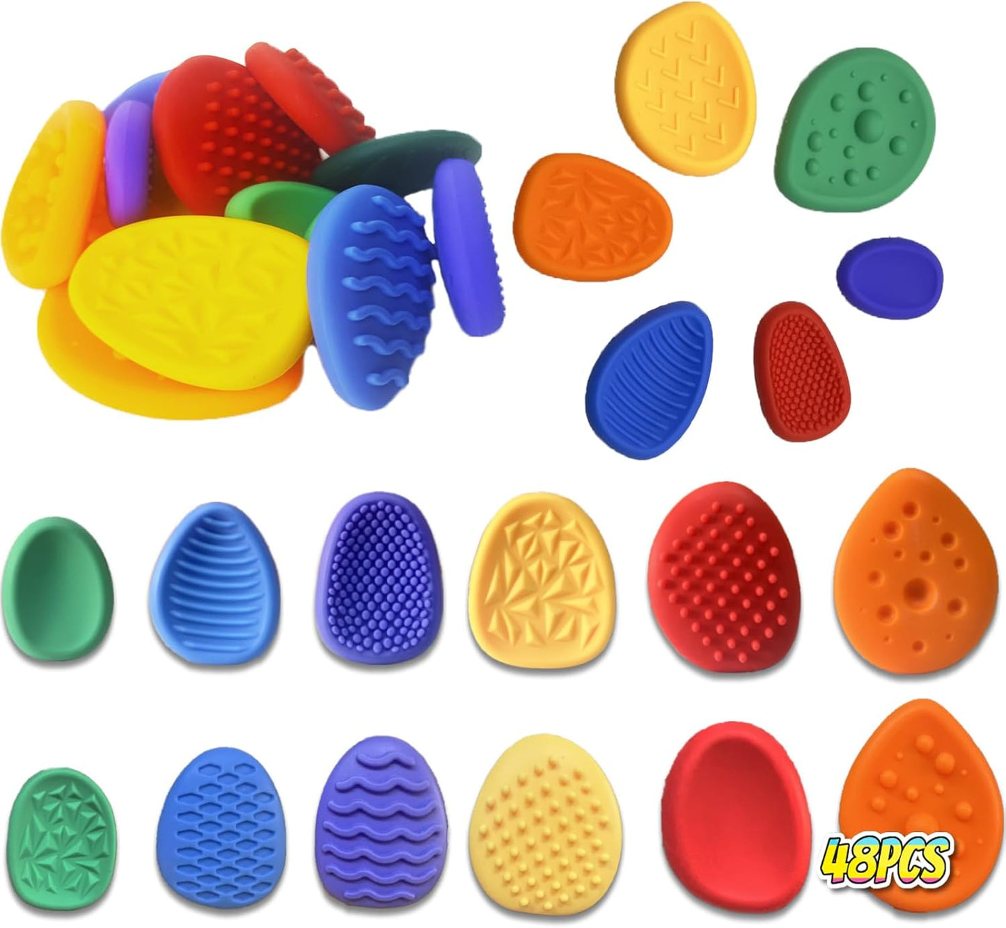 48PCS Random Color Fidget Toys for Kids - Sensory Stones