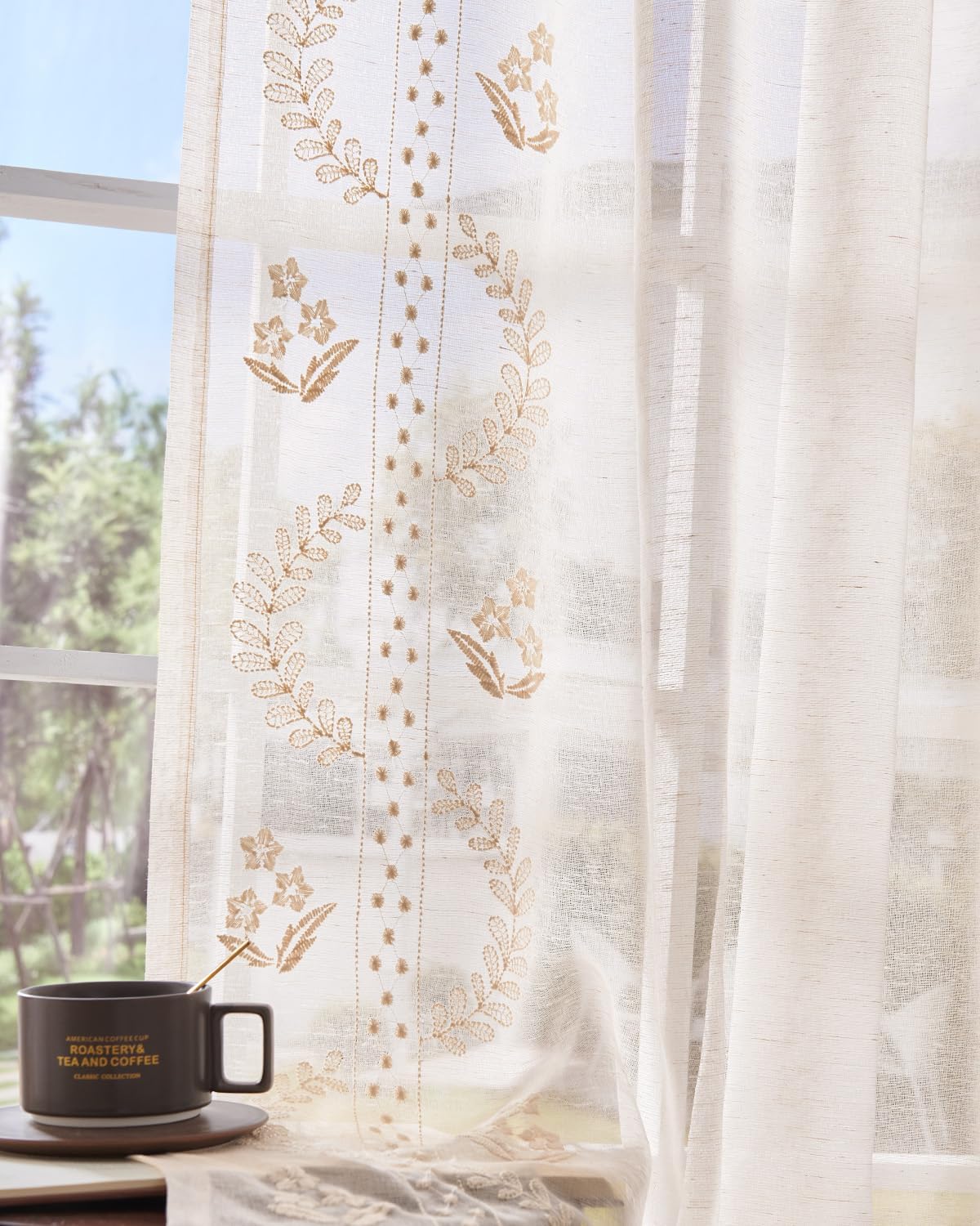Elegant Floral Sheer Curtains for Living Room and Bedroom