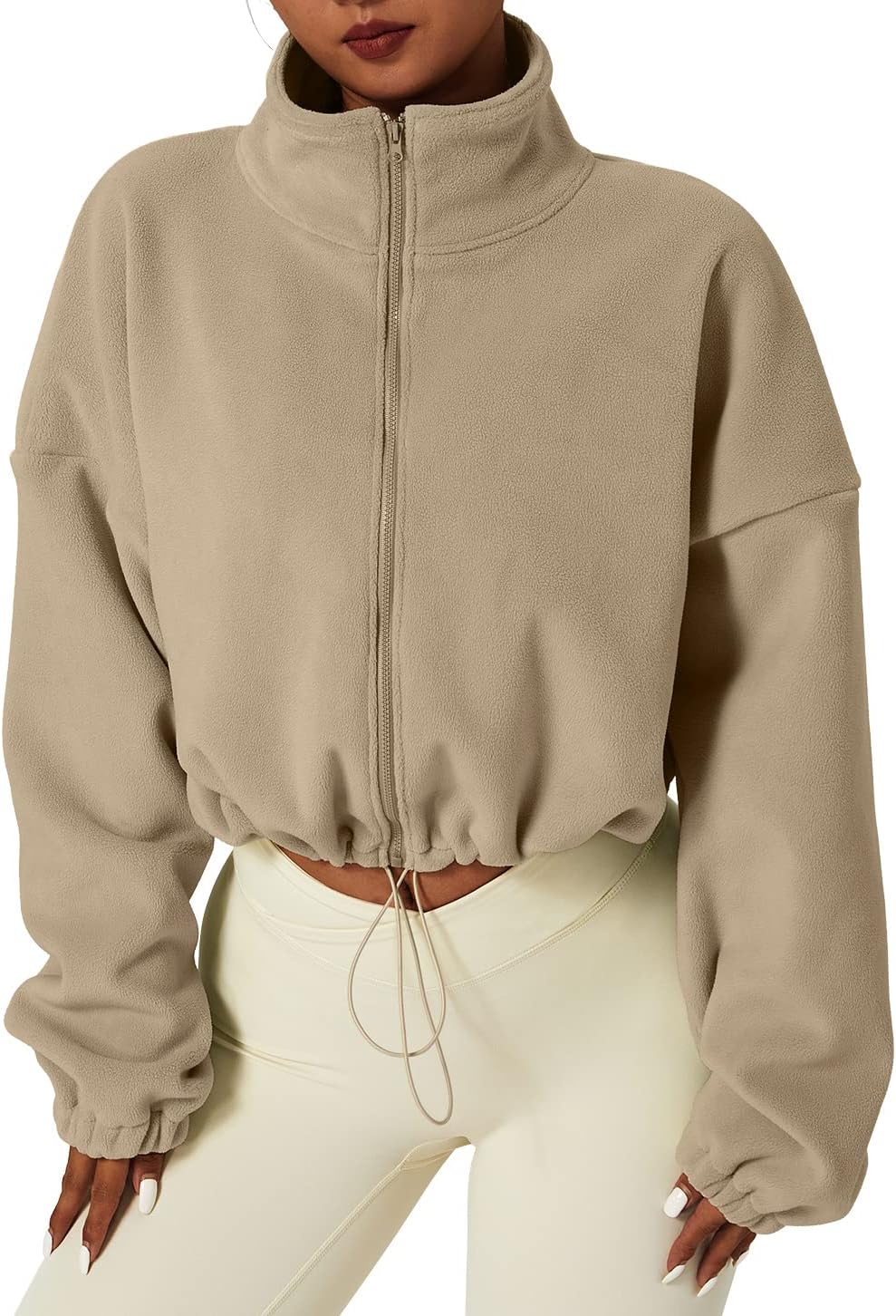Warm Sherpa Crop Jacket by QINSEN