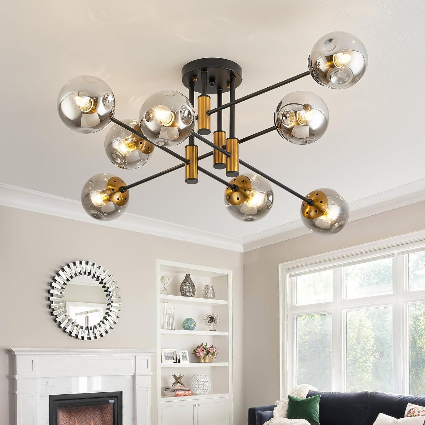 8 Light Sputnik Ceiling Light Fixture for Modern Home Decor