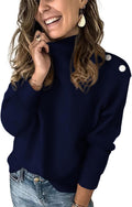 Fall Sweaters for Women Striped Turtleneck Ribbed Knit