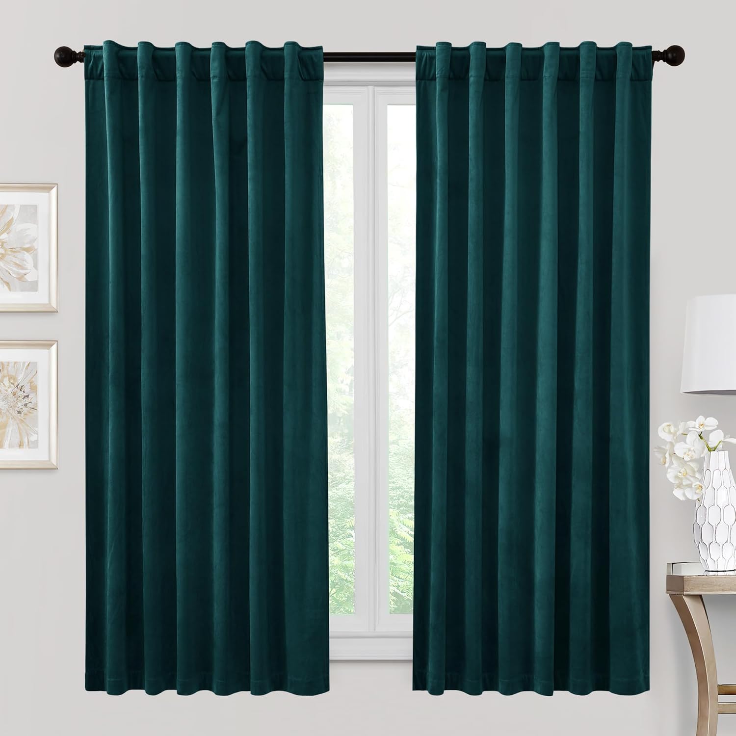 RYB HOME Velvet Curtains for Bedroom & Bathroom, 63 in Length