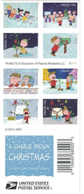 USPS Charlie Brown Xmas Pane of 20 Forever Postage Stamps - Classic
