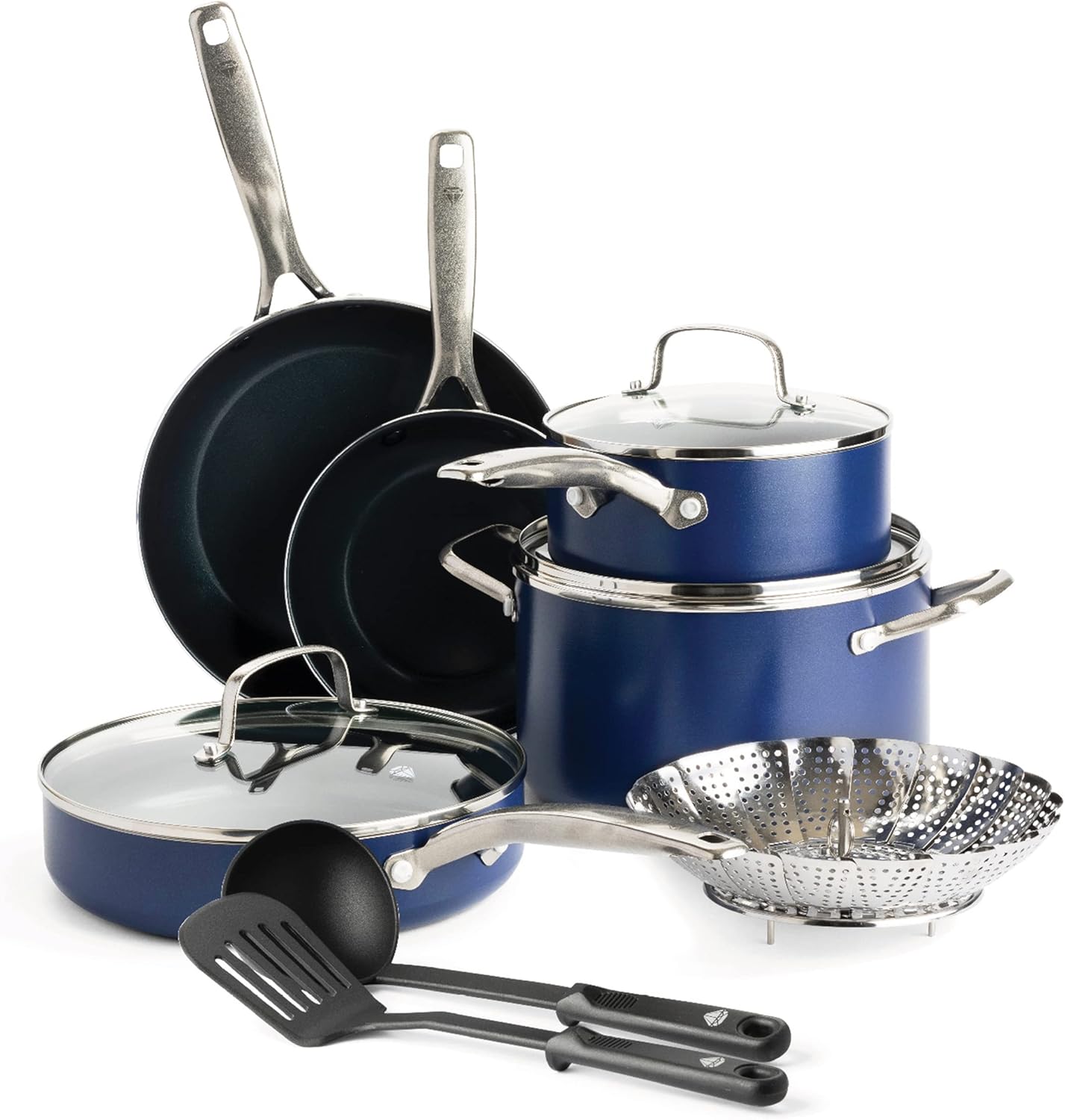 Blue Diamond 11 Piece Cookware Set with Durable Nonstick Finish