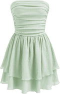 CIDER Women's Summer Cocktail Dress - Ruched Ruffle Mini Style
