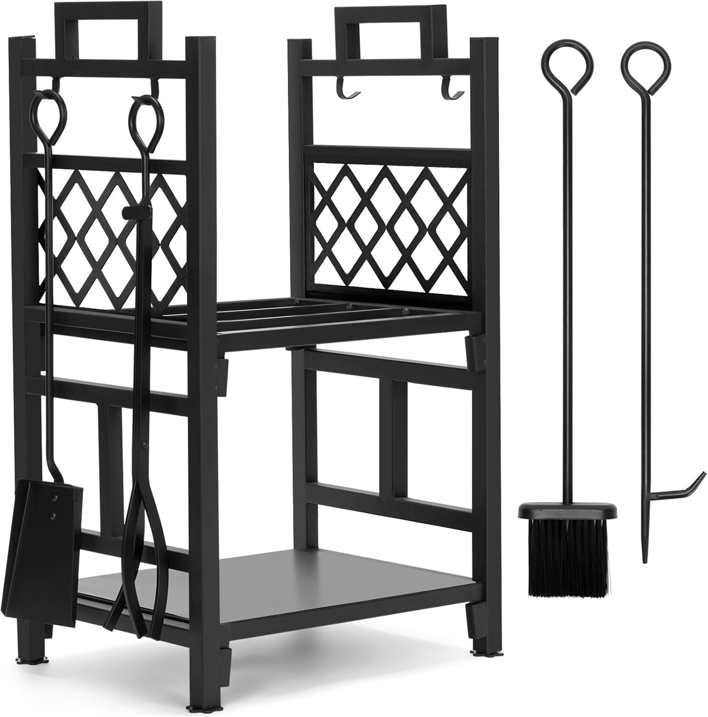 INNO STAGE Firewood Rack Double Layer Iron Log Holder Set Tools