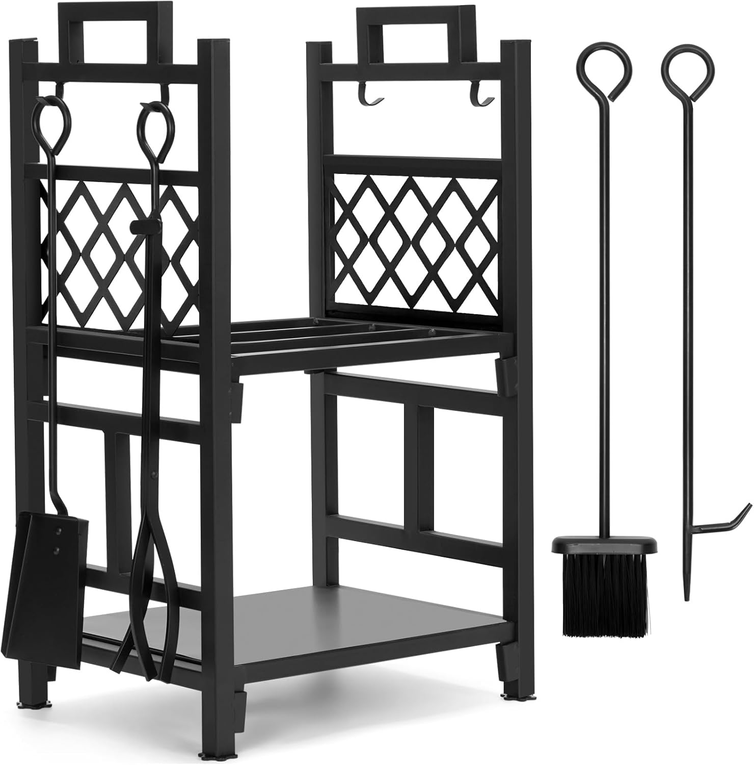 INNO STAGE Firewood Rack Double Layer Iron Log Holder Set Tools