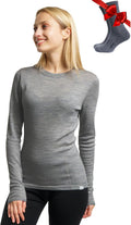 Merino Wool Base Layer Women Midweight Long Sleeve - Warm, Soft Fit 18