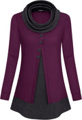 VALOLIA Womens Cowl Neck Long Sleeve Tunic Tops for Casual Style