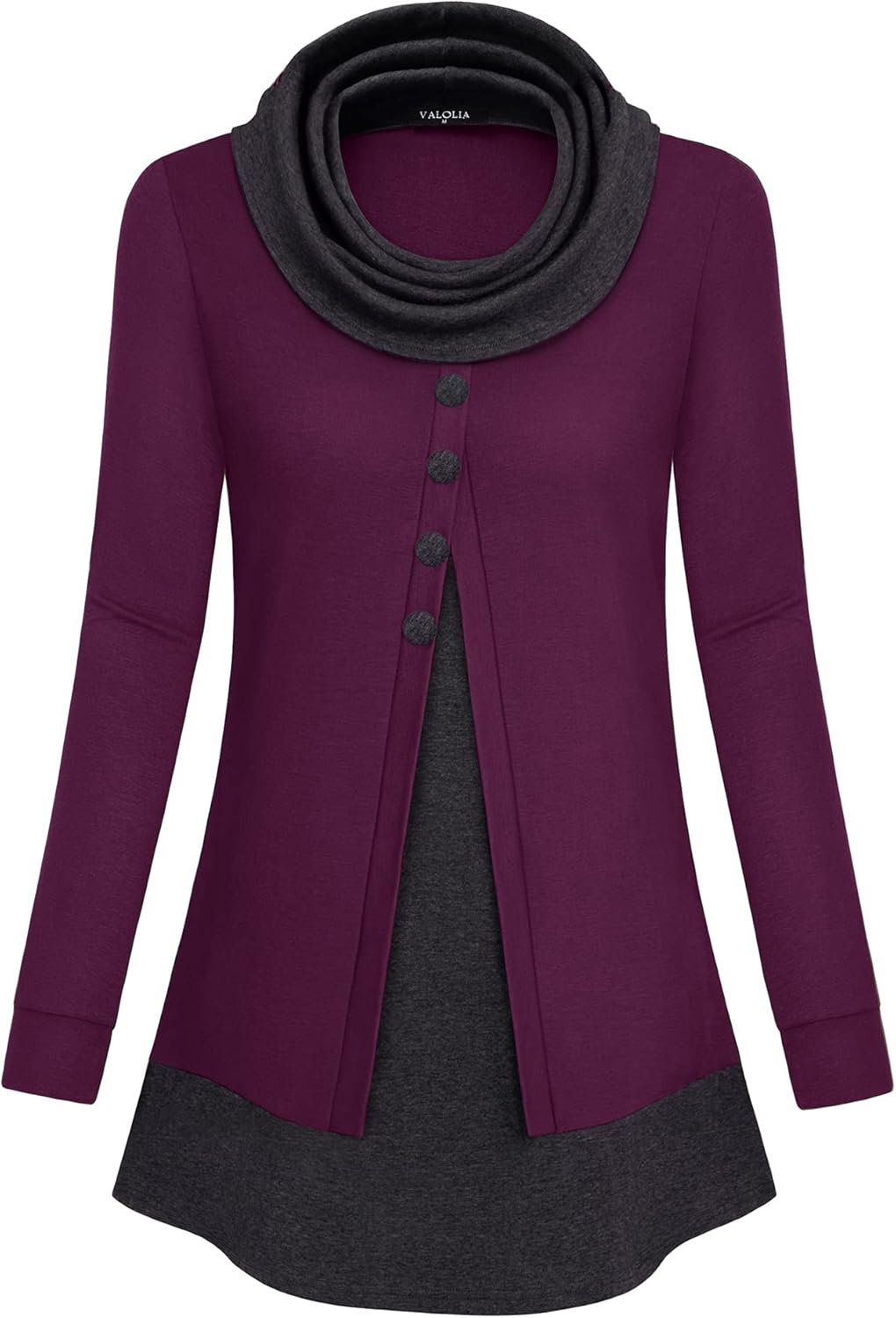 VALOLIA Womens Cowl Neck Long Sleeve Tunic Tops for Style