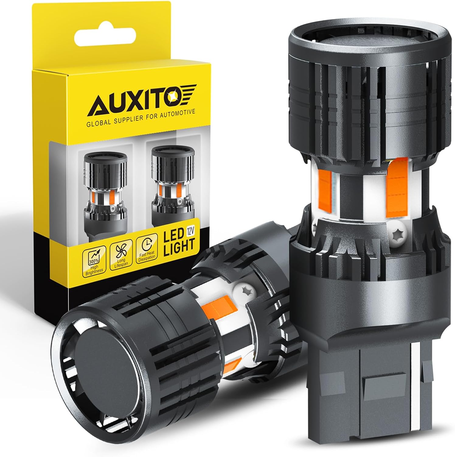 AUXITO 7440 LED Bulbs Amber Yellow 4000 Lumens for Turn Signals