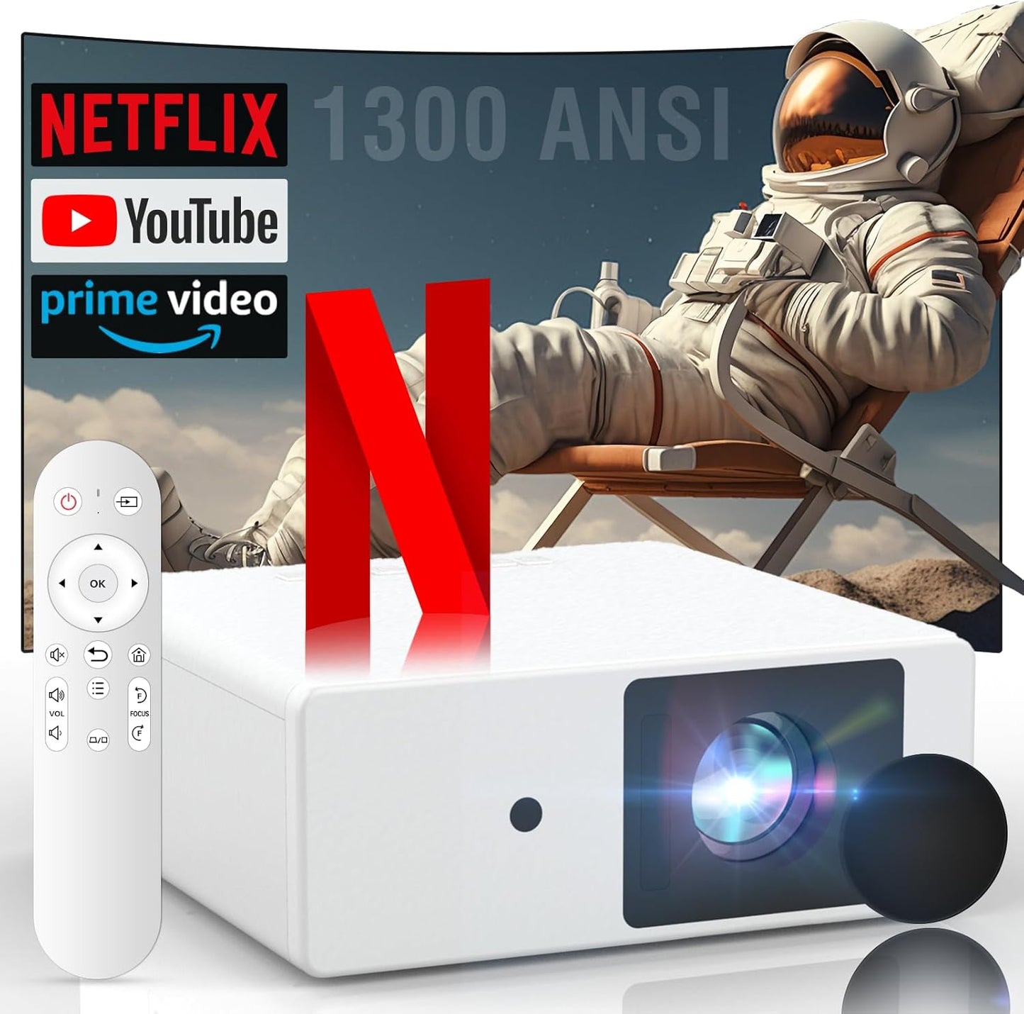 4K WiFi Smart Projector - Dolby Audio, Portable & Wireless - COOLKANGAROO