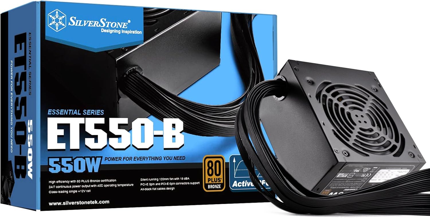 SilverStone 550 Watt 80 Plus Bronze ATX PSU with Flat Black Cables