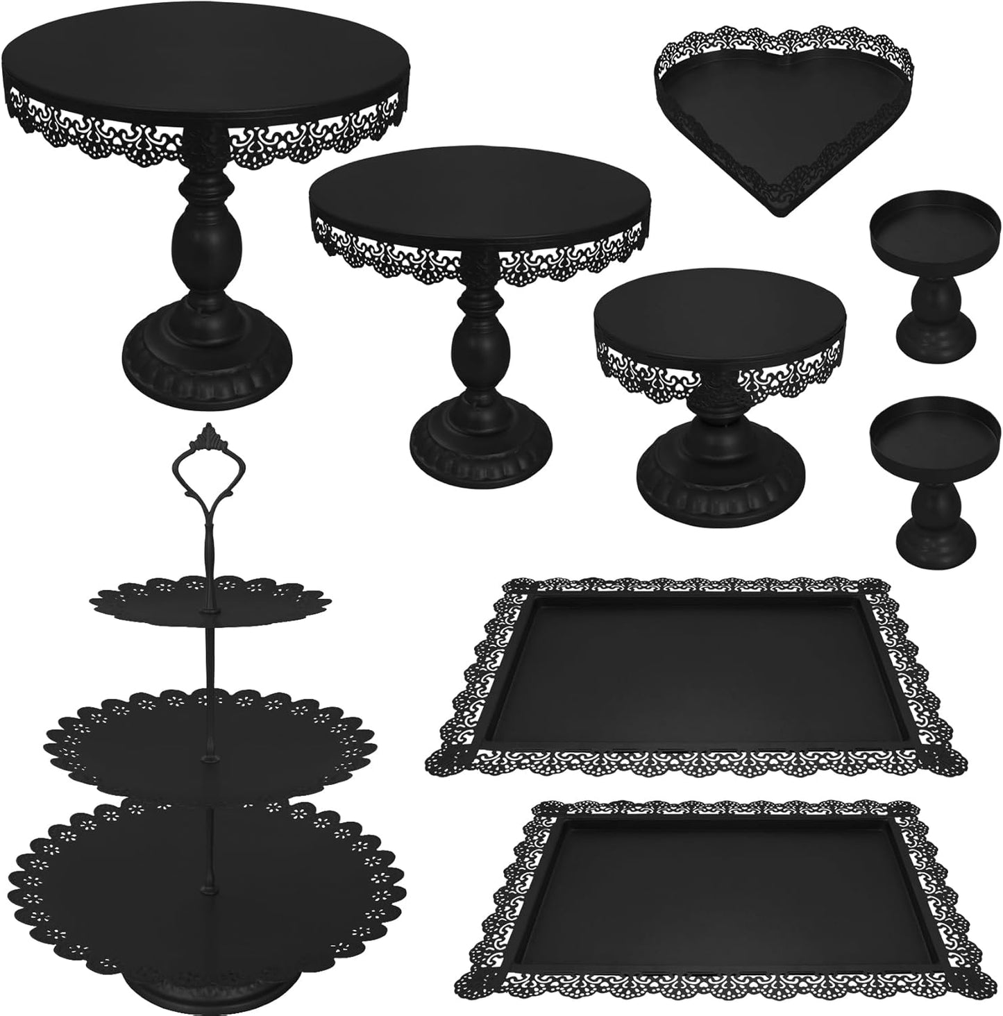 Set of 9 Cake Stands for Elegant Dessert Display and Serving
