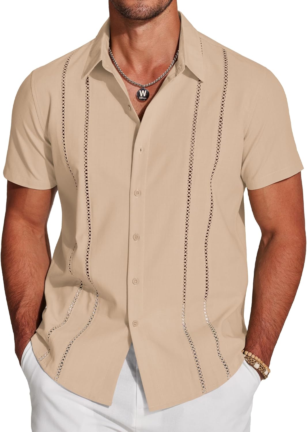 COOFANDY Men's Cuban Guayabera Shirt for Summer Style