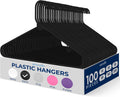 SereneLife 100-Pack Black Plastic Hangers - Slim Space Saver