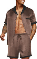 Men Satin Silk Pajamas Set with Pockets - Lightweight (Style VSFG)