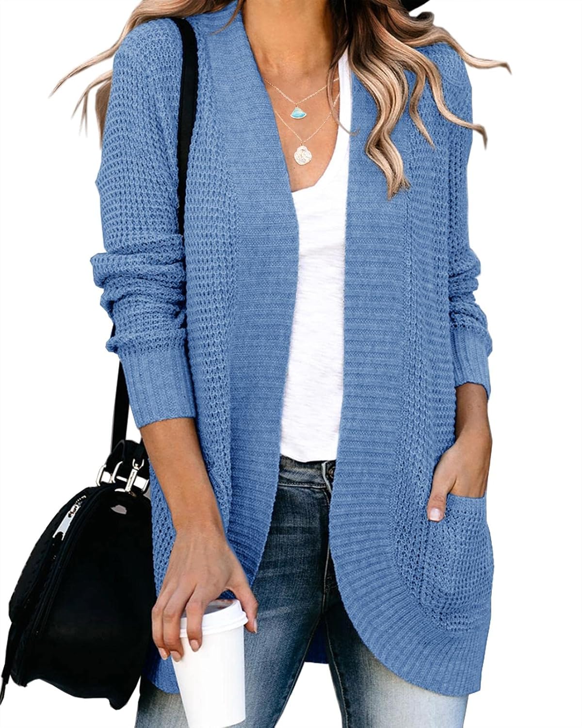 Saodimallsu Womens Loose Open Front Cardigan for Casual Style