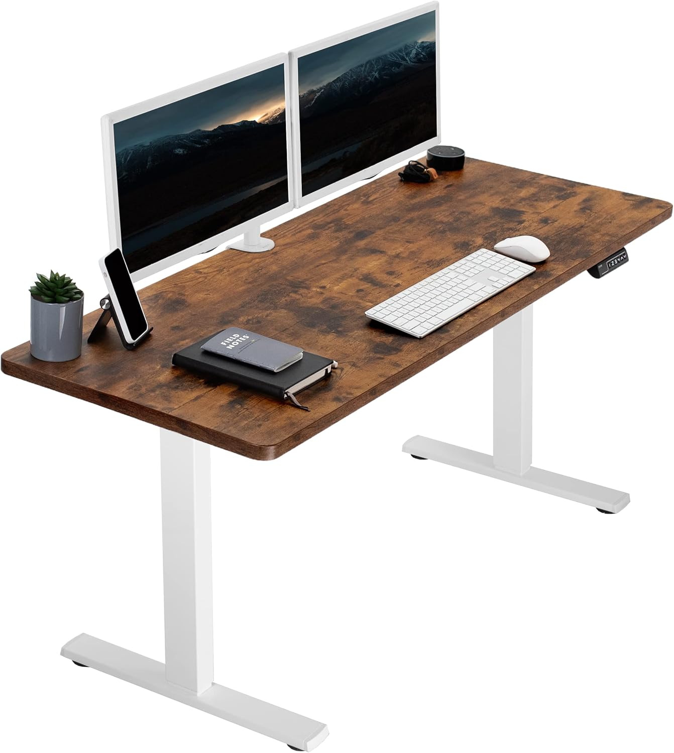 VIVO Electric Rustic Standing Desk with Memory Height Adjustment