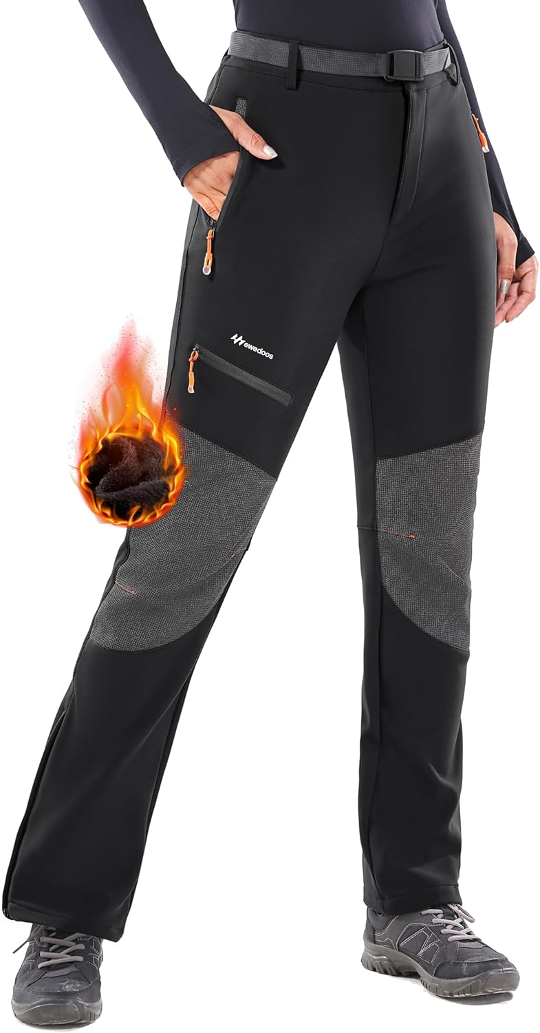 Waterproof Fleece-Lined Snow Pants for Women by Ewedoos