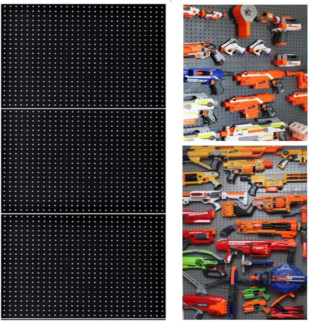 Wallpeg Peg Board for Nerf Gun Storage Organizer Kit - 3 Panels