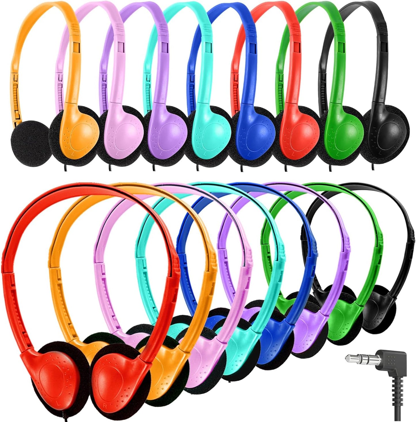 Bulk Headphones 25 Pack for Kids School Classroom Set