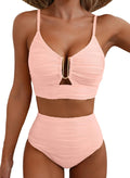 Herseas 2 Piece U-Wire Cutout High Waisted Bikini Set - Flattering