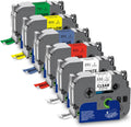 6-Pack TZe 24mm 0.94in Laminated Label Tape for P Touch