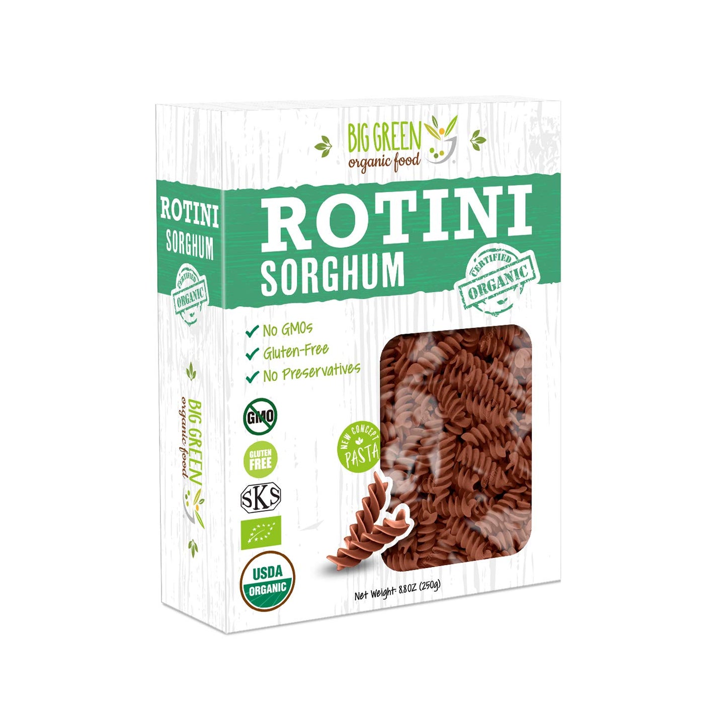 Big Green Organic Food Sorghum Rotini - Gluten-Free Vegan Pasta