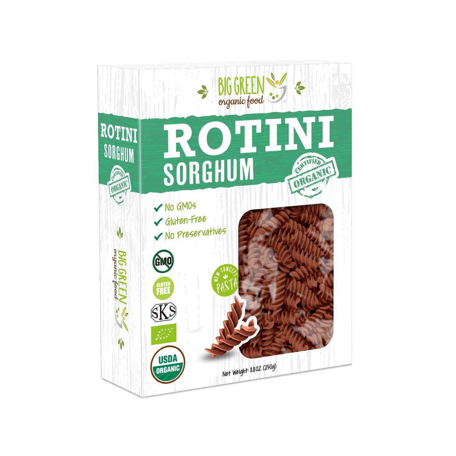 Big Green Organic Food Sorghum Rotini - Gluten-Free Vegan Pasta