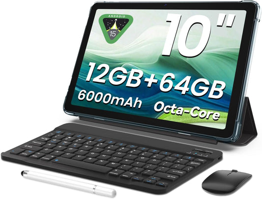 Tablet with Keyboard: 12GB RAM, 64GB Storage, 5G WiFi, 10.1 in