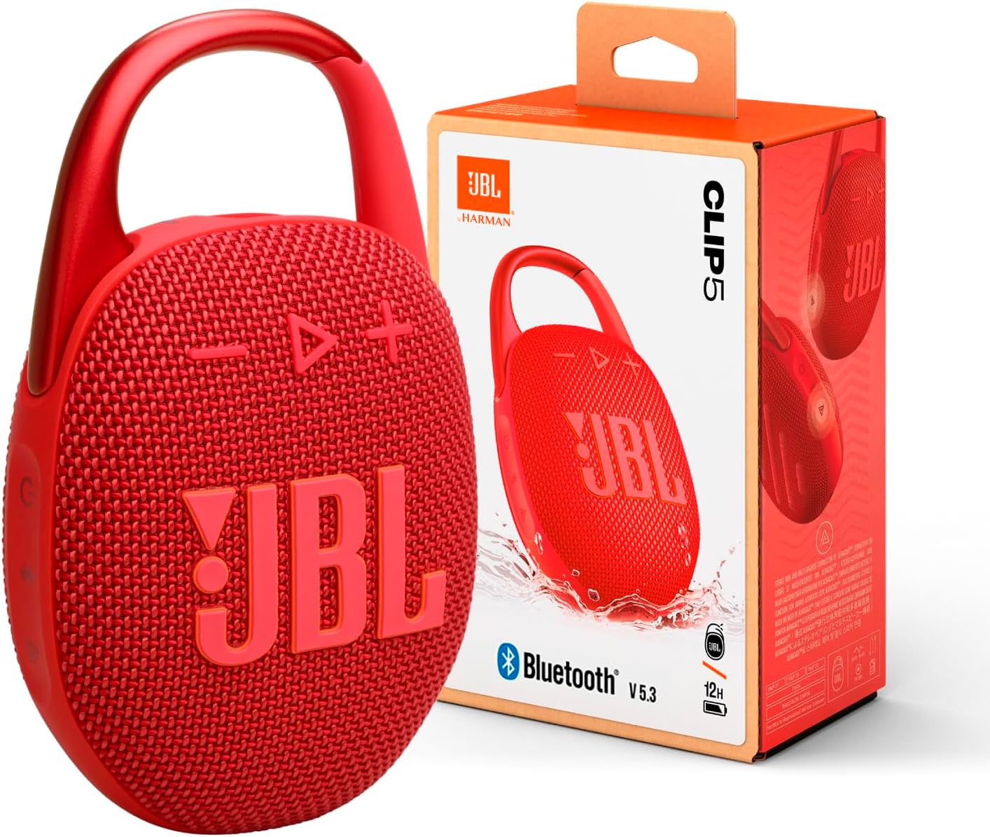JBL Clip 5 - Waterproof Portable Speaker, Big Sound, 12-Hour Play