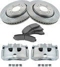 TRQ Front Performance Brake Pad & Rotor Kit with Calipers - Smooth